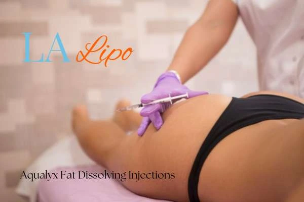 Woman having fat dissolving injections Middlewich on thighs