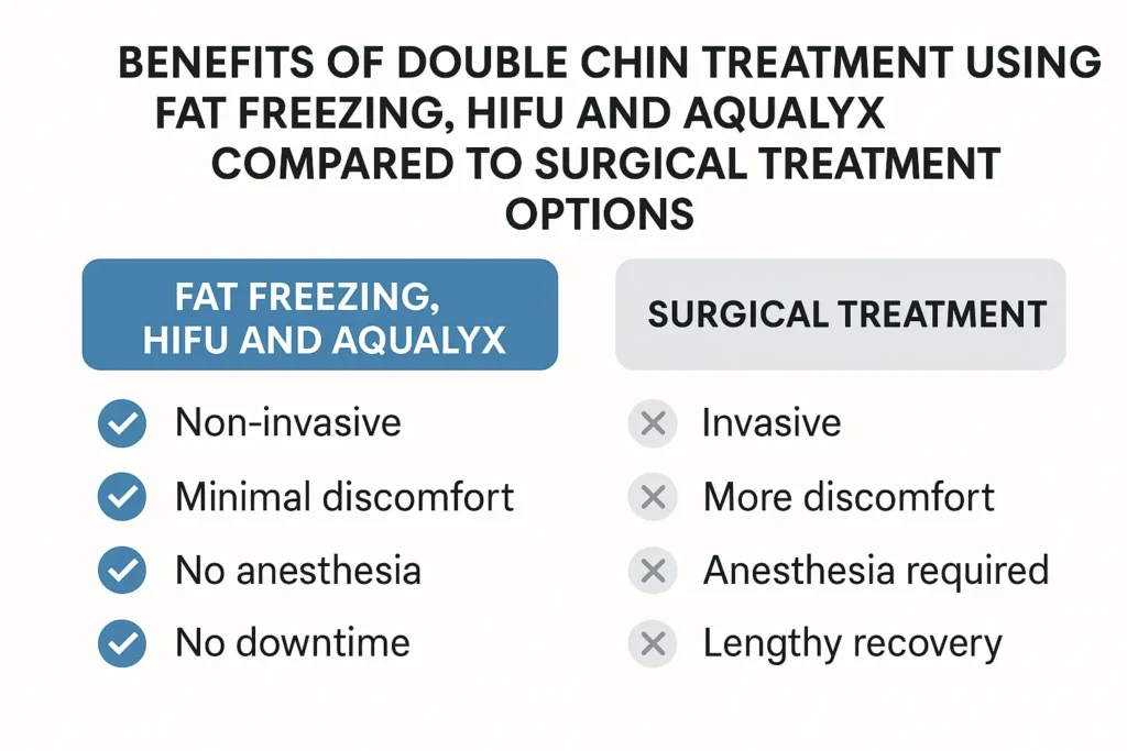 Graphic about the benefits of double chin treatment Middlewich - from LA LIPO